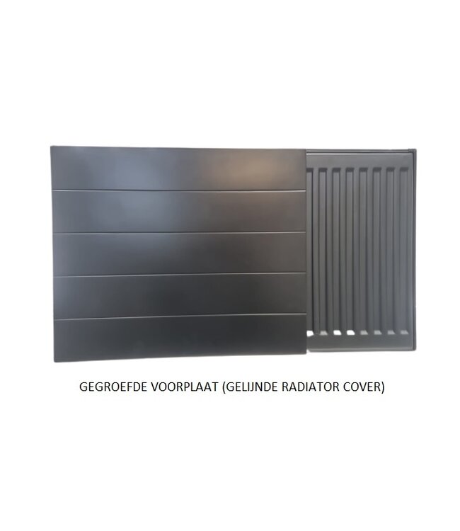  60x220 cm - Cache-radiateur doublé (plaque frontale rainurée) - Noir (RAL 9005)