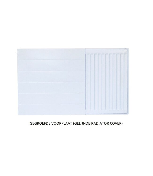  90x80 cm - Radiator Cover Lined (Gegroefde voorplaat) - Wit (RAL 9016)