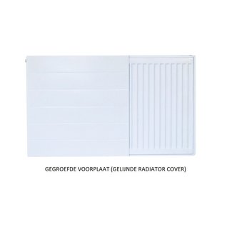 Oppio 60x60 cm - Cache-radiateur doublé (plaque frontale rainurée) - Blanc (RAL 9016)