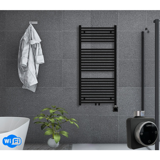  120x40 cm - Radiateur sèche-serviettes électrique Oppio Smart WiFi Matt Black (Ral 9005)