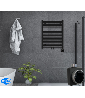 Oppio 80x50 cm - Radiateur sèche-serviettes électrique Oppio Smart WiFi Matt Black (Ral 9005)