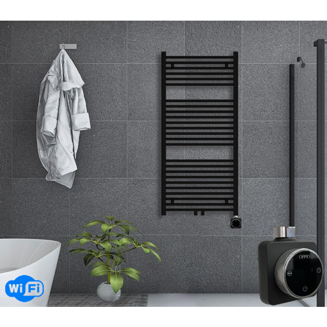  120x50 cm - Radiateur sèche-serviettes électrique Oppio Smart WiFi Matt Black (Ral 9005)
