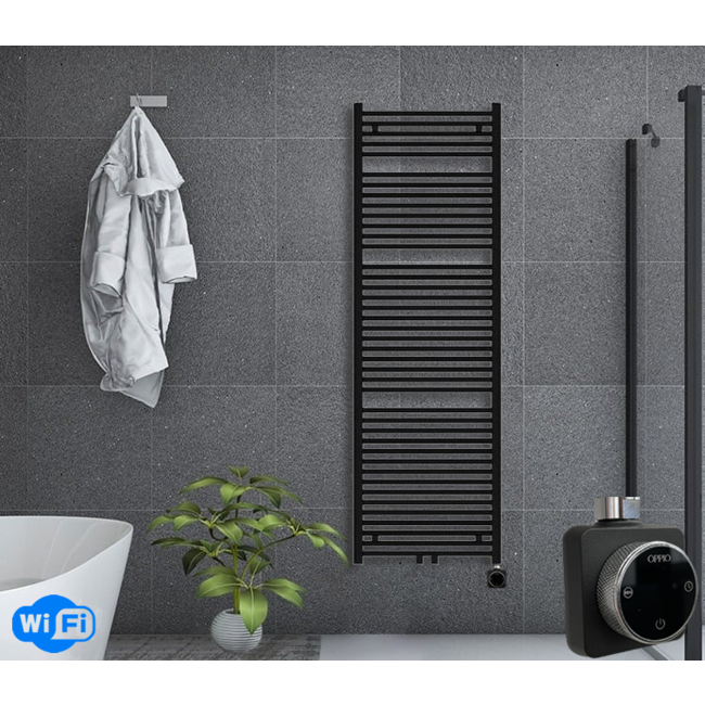  160x60 cm - Radiateur sèche-serviettes électrique Oppio Smart WiFi Matt Black (Ral 9005)