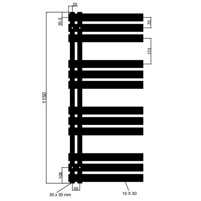  115x50 cm - Radiateur sèche-serviettes électrique Oppio Elite Smart WiFi - Blanc (Ral 9016)