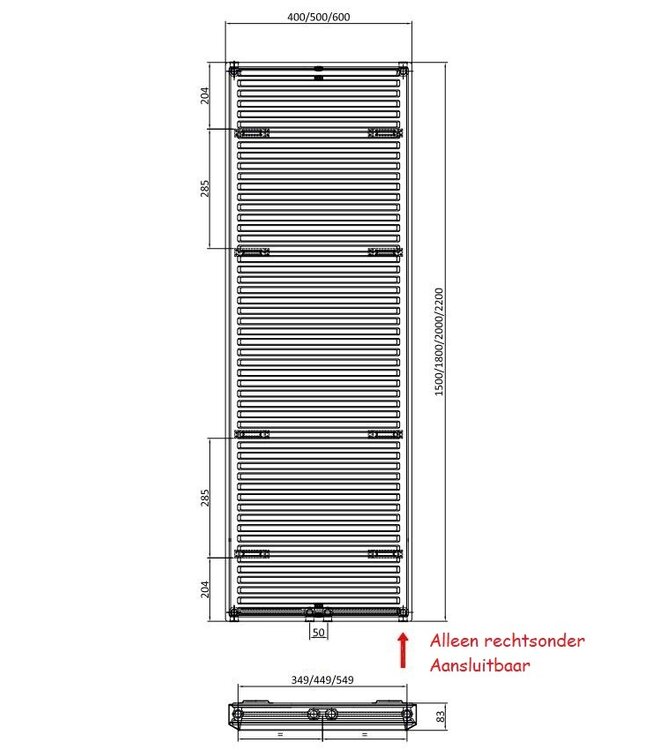  200x60 cm - 2214 Watt Smart WiFi Radiateur électrique vertical plat type 20 - Blanc (RAL 9016)