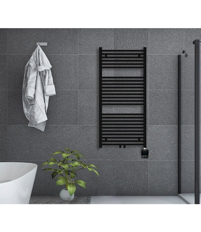  120x60 cm - Radiateur sèche-serviettes électrique Oppio Future Noir (Ral 9005) 794 Watt