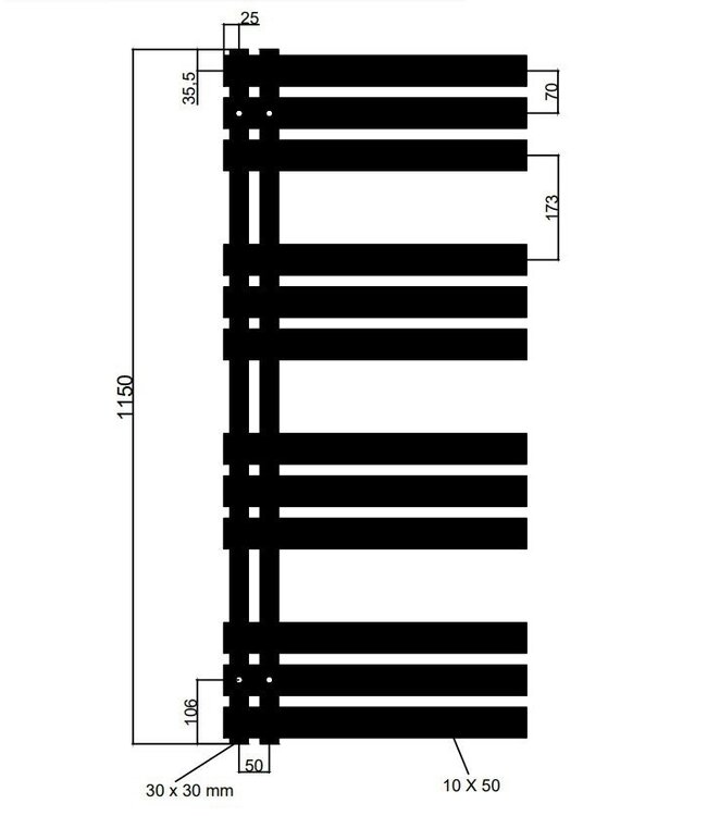  115x60 cm - Oppio Elite Future Wit (Ral 9016) elektrische Handdoekradiator 844 Watt