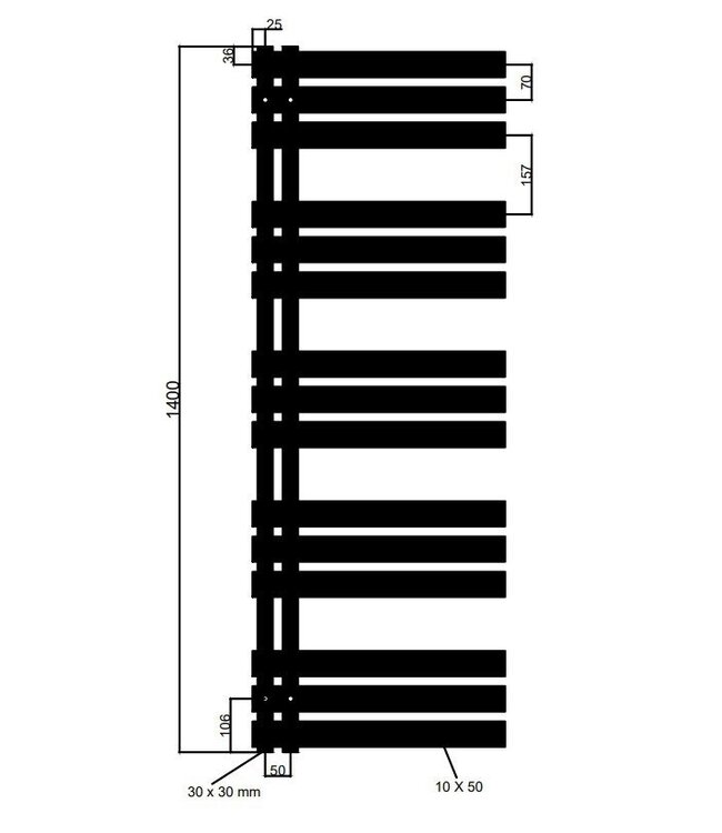  140x60 cm - Oppio Elite Future Zwart (Ral 9005) elektrische Handdoekradiator 983 Watt