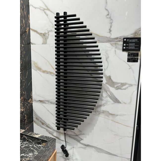  125x50 cm - Oppio Harp E-Basis elektrische handdoekradiator - Zwart (Ral 9005)