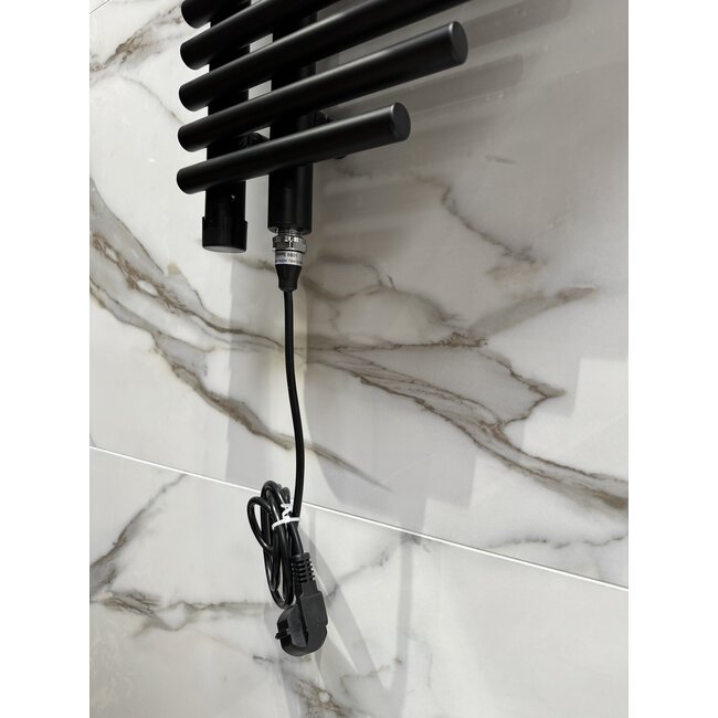  125x50 cm - Radiateur sèche-serviettes électrique Oppio Harp E-Basic - Noir (Ral 9005)