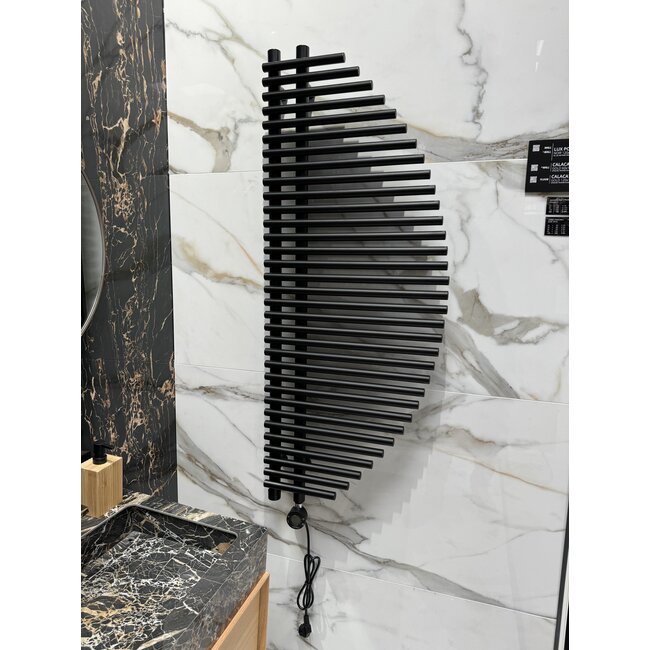  125x50 cm - Radiateur sèche-serviettes électrique Oppio Harp ECO Digital - Noir Mat (Ral 9005)