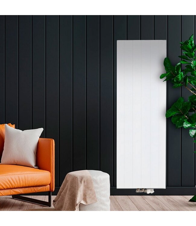  200x70 cm Type 22 - 4544 Watt - ECA Hybride Verticale radiator gegroefde voorzijde - Wit (Ral 9016)