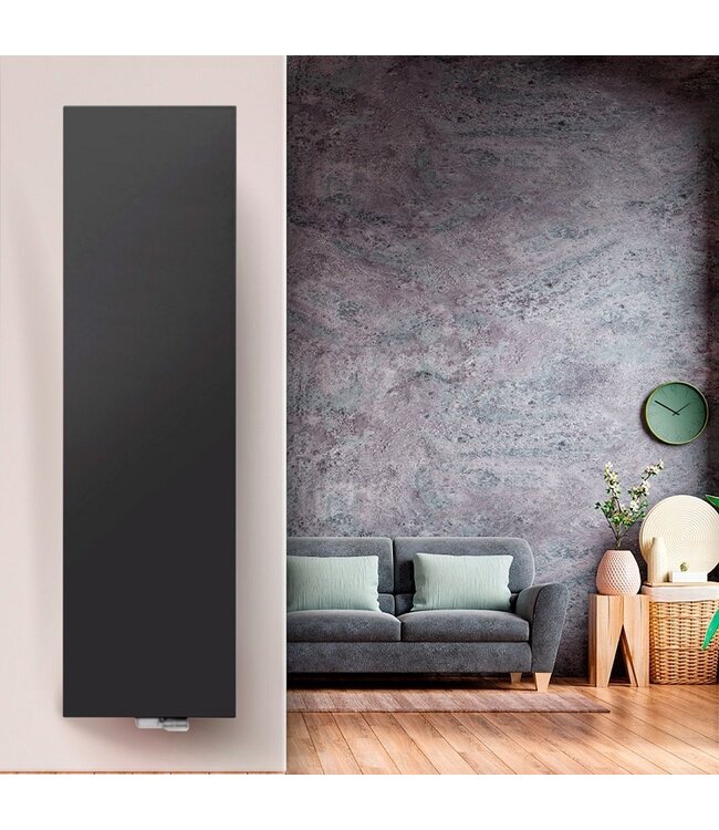  160x40 cm Type 22 - 2093 Watts - ECA Hybrid Radiateur vertical à façade plate - Noir mat (Ral 9005)