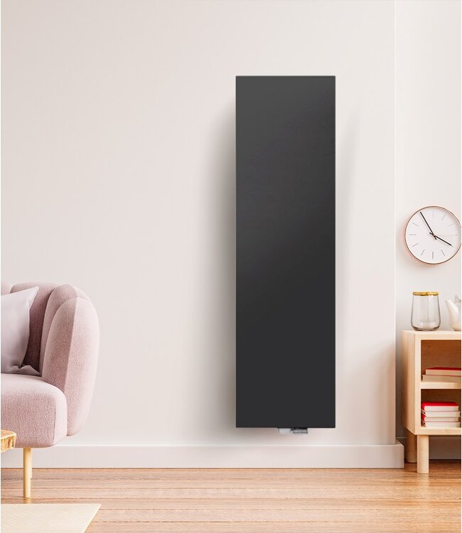  160x40 cm Type 22 - 2093 Watt - ECA Hybride Verticale radiator vlakke voorzijde - Mat Zwart (Ral 9005)