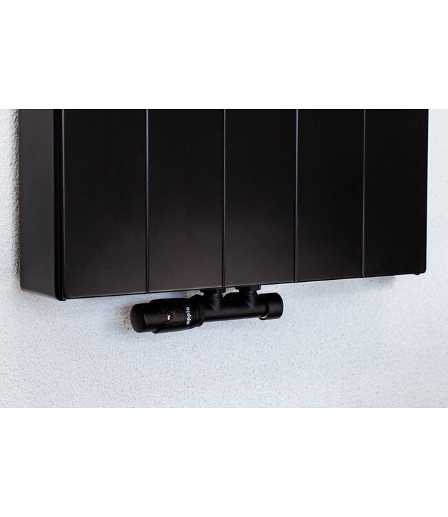  200x40 cm Type 22 - 2493 Watt - ECA Hybride Verticale radiator gegroefde voorzijde - Mat Zwart (Ral 9005)