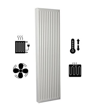 ECA 180x40 cm Type 22 - 2293 Watt - ECA Hybride Verticale radiator geribbelde voorzijde - Wit (Ral 9016)