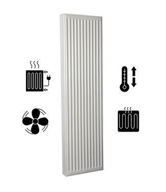 ECA 200x40 cm Type 22 - 2493 Watt - ECA Hybride Verticale radiator geribbelde voorzijde - Wit (Ral 9016)