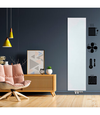 ECA 180x40 cm Type 22 - 2293 Watt - ECA Hybride Verticale radiator vlakke voorzijde - Wit (Ral 9016)