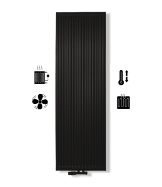 ECA 200x40 cm Type 22 - 2493 Watt - ECA Hybrid Radiateur vertical nervuré avant - Noir mat (RAL 9005)