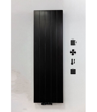 ECA 160x40 cm Type 22 - 2093 Watt - ECA Hybride Verticale radiator gegroefde voorzijde - Mat Zwart (Ral 9005)