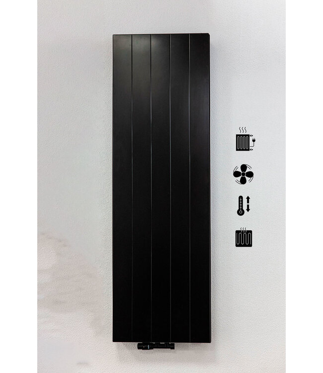  160x40 cm Type 22 - 2093 Watt - ECA Hybride Verticale radiator gegroefde voorzijde - Mat Zwart (Ral 9005)