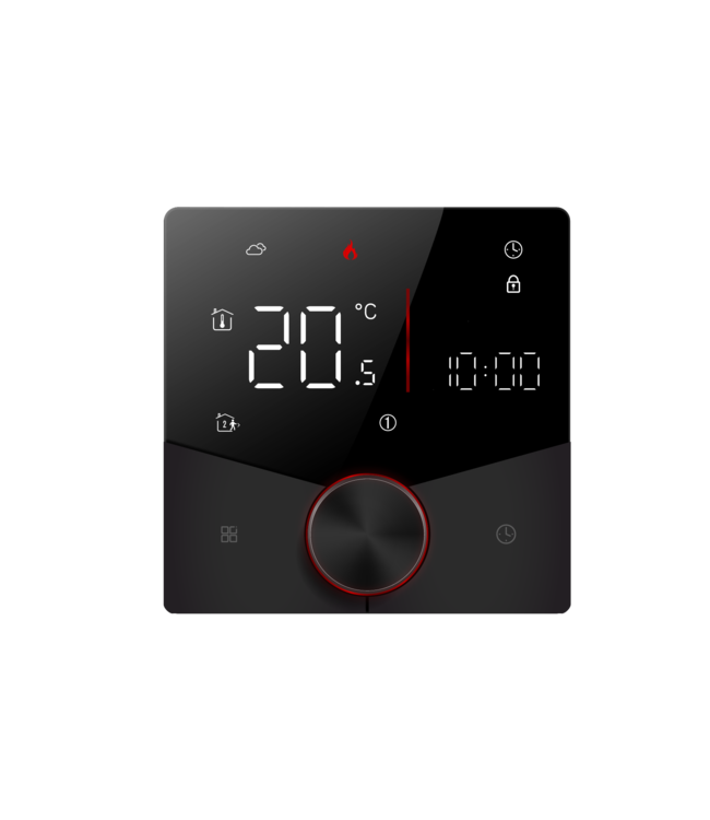  Oppio Smart WiFi-Thermostaat voor vloerverwarming met AI-functie - Kleur Zwart