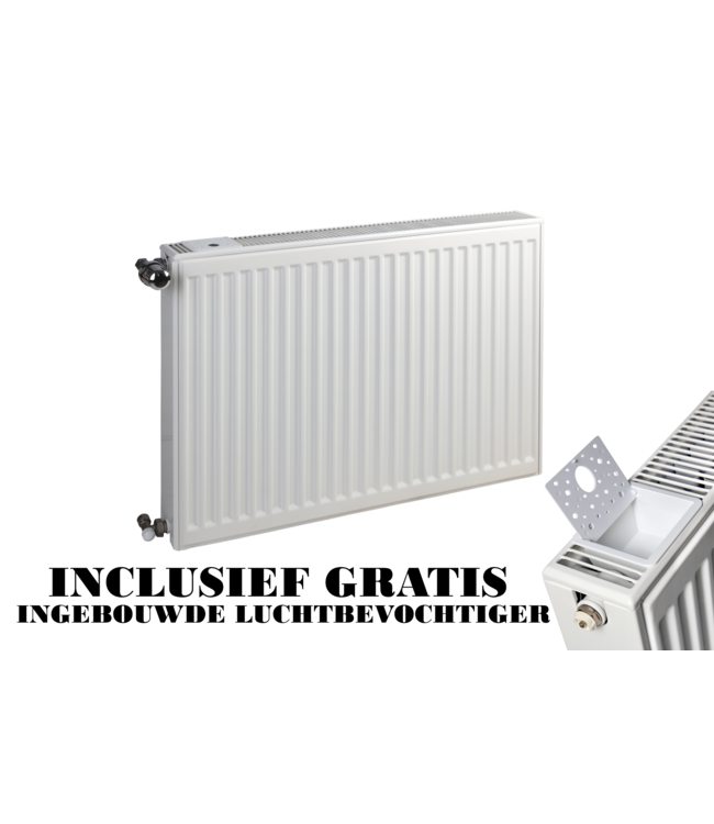  60x100 cm Type 22 - 2189 Watt - Paneelradiator Compact 6 geribbelde voorzijde - Wit
