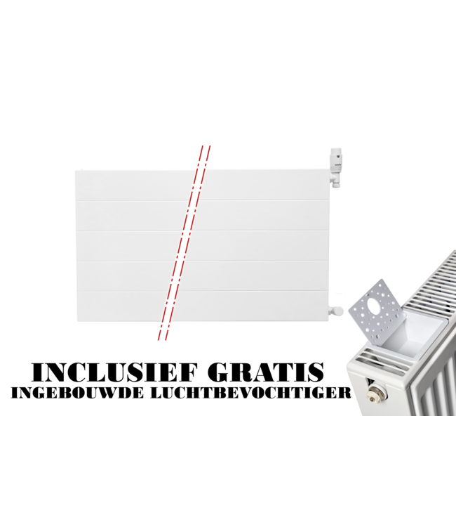  50x100 cm Type 22 - 1866 Watt - Oppio Paneelradiator Compact 6 gegroefde voorzijde - Wit (Ral 9016)
