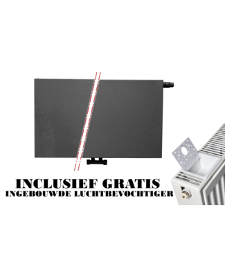 ECA 60x80 cm Type 22 - 1751 Watt - ECA Paneelradiator Compact 8 vlakke voorzijde - Mat Zwart (Ral 9005)