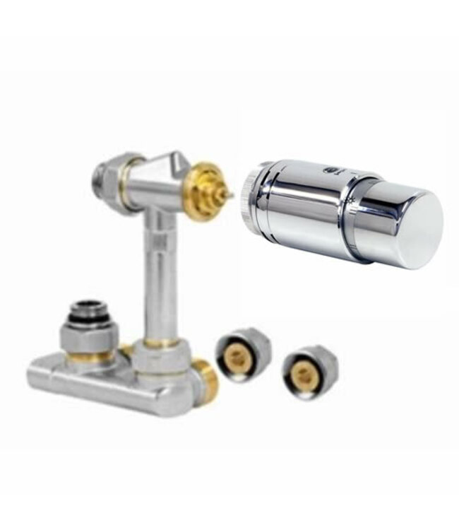  Jaga aansluitset Chroom 101 Crossflow 90º naar wand - aanvoer binnenzijde Crossflow H-blok