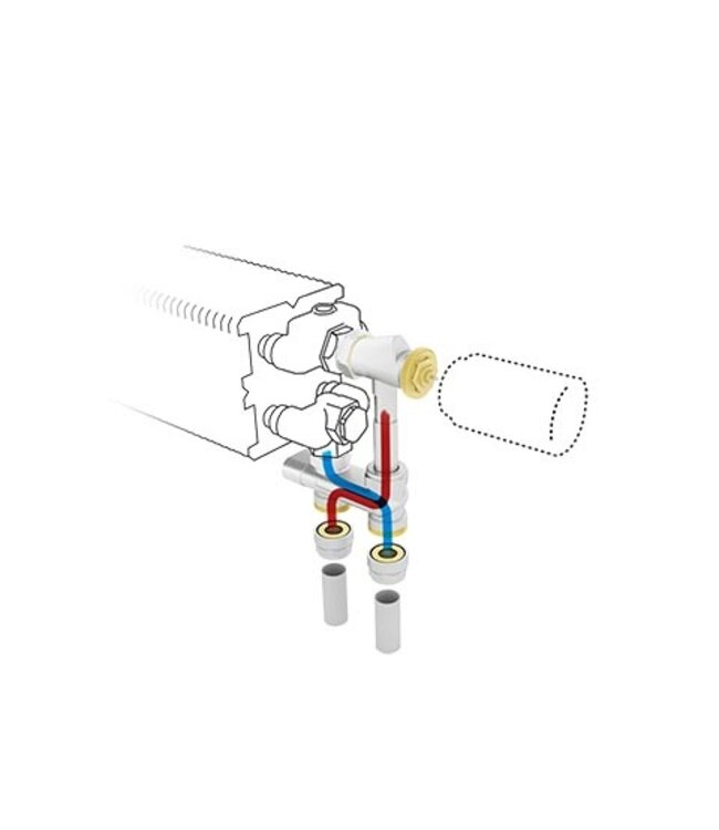  Jaga aansluitset Chroom 102 Crossflow 180º naar vloer - aanvoer binnenzijde Crossflow H-blok