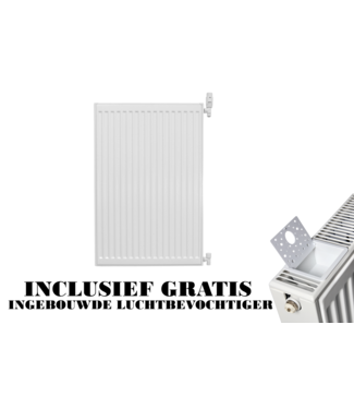 Oppio 90x60 cm Type 22 - 1760 Watt - Oppio Paneelradiator Compact 6 geribbelde voorzijde - Wit (Ral 9016)
