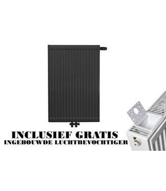 ECA 90x60 cm Type 22 - 1760 Watt - ECA Paneelradiator Compact 8 geribbelde voorzijde - Mat Zwart (Ral 9005)
