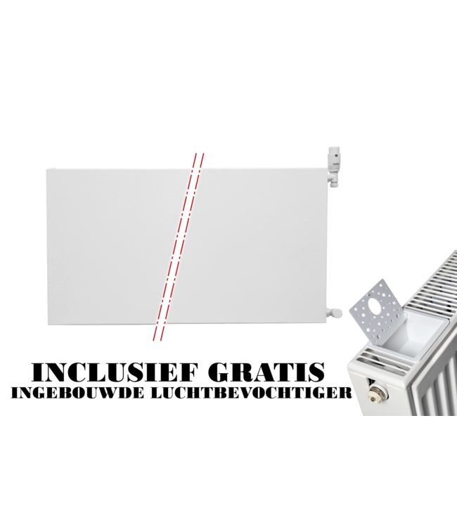 40x80 cm T22 - 1248 Watt - Paneelradiator Compact 6 vlakke voorzijde - Wit