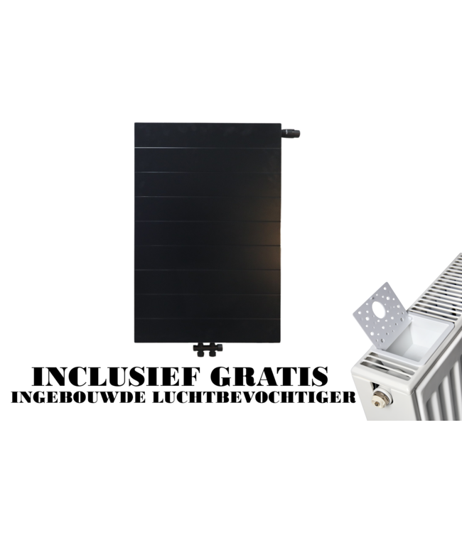  90x40 cm Type 22 - 1247 Watt - ECA Paneelradiator Compact 8 gegroefde voorzijde - Mat Zwart (Ral 9005)