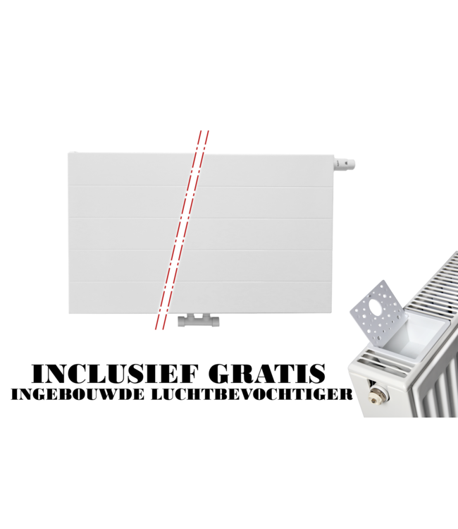  40x80 cm Type 22 - 1248 Watt - ECA Paneelradiator Compact 8 gegroefde voorzijde - Wit (Ral 9016)