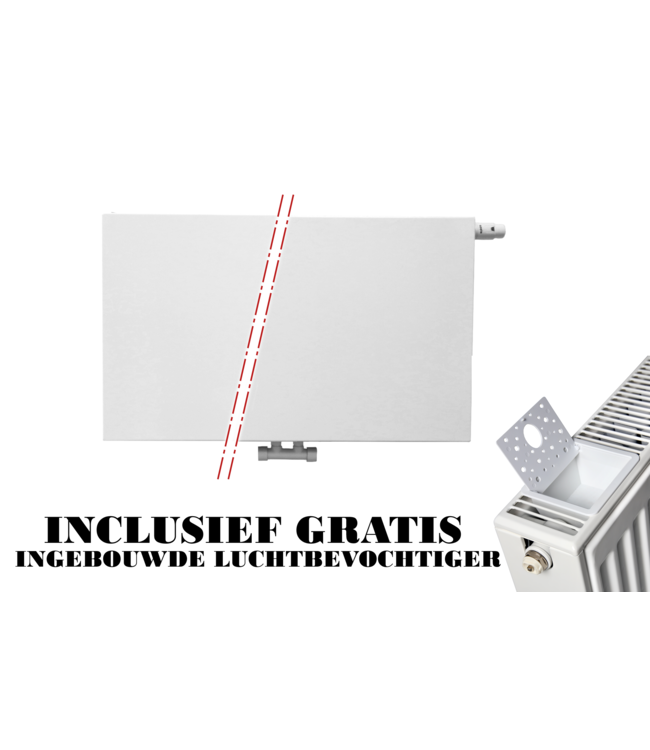  40x80 cm Type 22 - 1248 Watt - ECA Paneelradiator Compact 8 vlakke voorzijde - Wit (Ral 9016)
