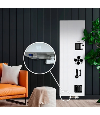 ECA 160x50 cm Type 22 - 2616 Watt - Radiateur vertical hybride ECA Façade rainurée - Blanc (Ral 9016)