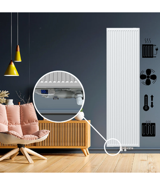 ECA 160x40 cm Type 22 - 2093 Watt - ECA Hybride Verticale radiator geribbelde voorzijde - Wit (Ral 9016)