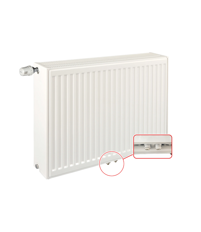  40x80 cm Type 33 - 1839 Watt - ECA Paneelradiator Compact 8 geribbelde voorzijde - Wit (Ral 9016)