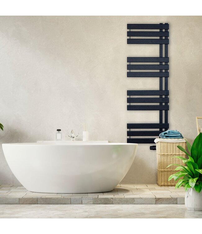  Sortie #188 - 115x40 cm - 600 watts - Radiateur sèche-serviettes Oppio Elite - Noir mat (Ral 9005)