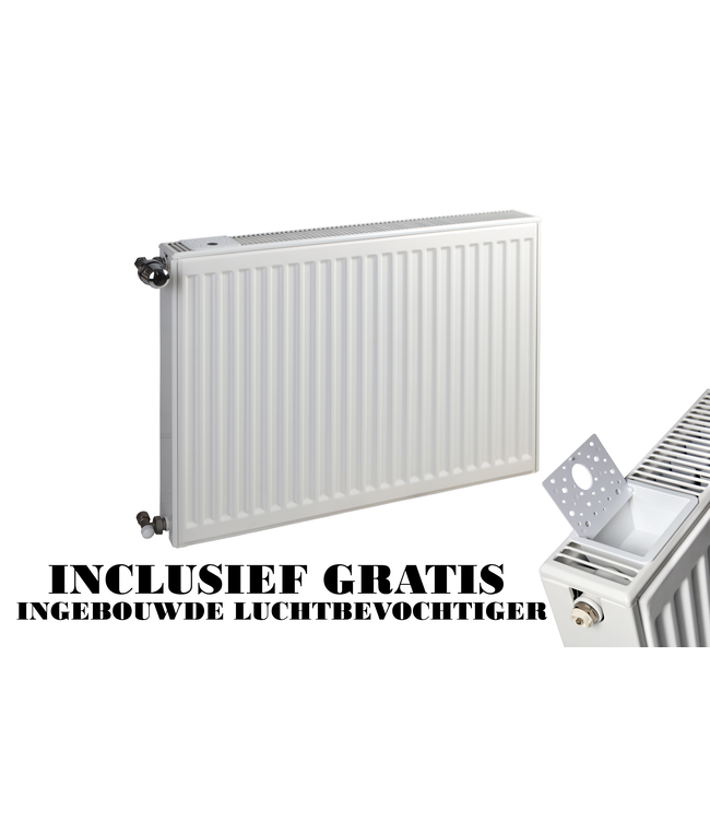  60x200 cm Type 22 - 4378 Watt - Oppio Paneelradiator Compact 6 geribbelde voorzijde - Wit (Ral 9016)
