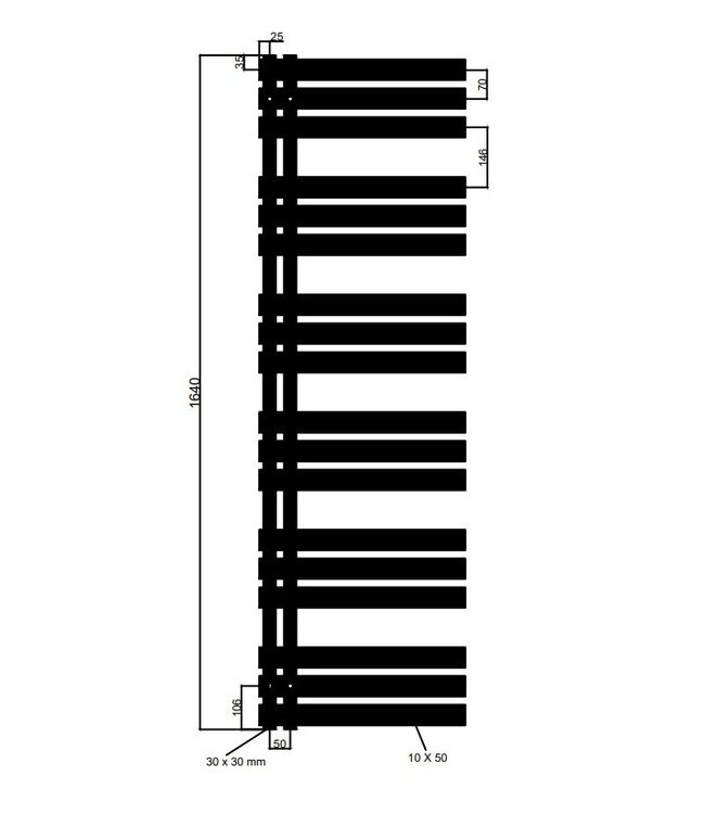  Outlet #222 - 164x50 cm - 956 Watt - Oppio  Elite Handdoekradiator - Wit (Ral 9016)