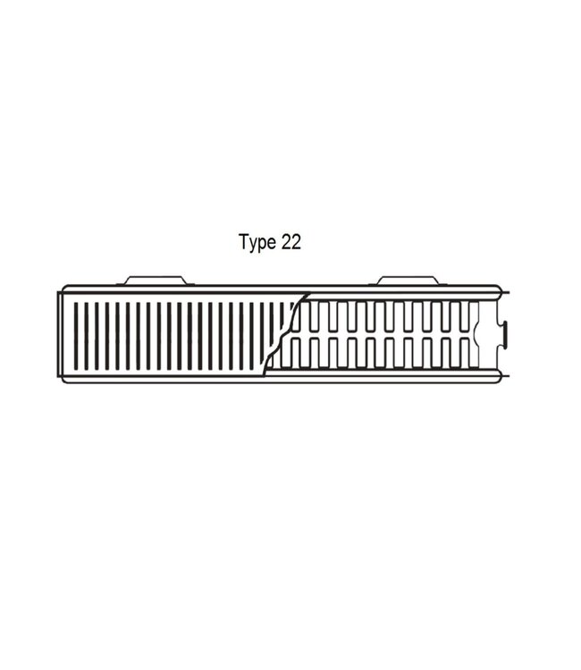  40x60 cm Type 22 - 968 Watt - Radiateur à panneaux ECA Compact 8 flat front - Noir mat (Ral 9005)