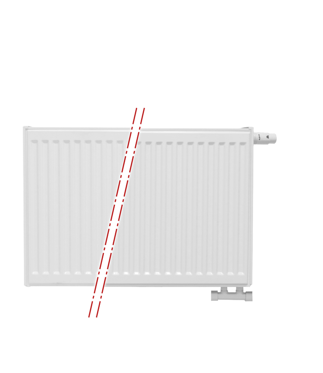  30x100 cm Type 22 - 1177 Watt - Oppio Paneelradiator met 6 aansluitingen - geribbelde voorzijde - Wit (RAL 9016)