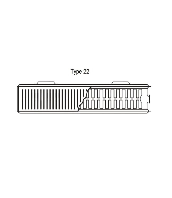  40x200 cm Type 22 - 3120 Watt - ECA Paneelradiator met 8 aansluitingen - vlakke voorzijde - Zwart (RAL 9005)
