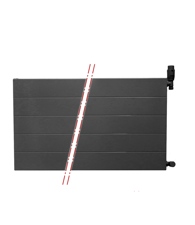  40x80 cm Type 22 - 1248 Watt - ECA Paneelradiator met 8 aansluitingen - gegroefde voorzijde - Zwart (RAL 9005)