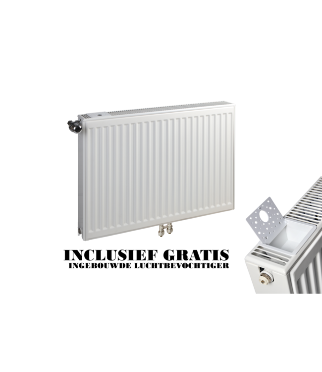  40x160 cm Type 22 8+ Hybride - 2968 Watt - ECA radiateur à panneaux avec 8 raccords - face avant nervurée - Blanc