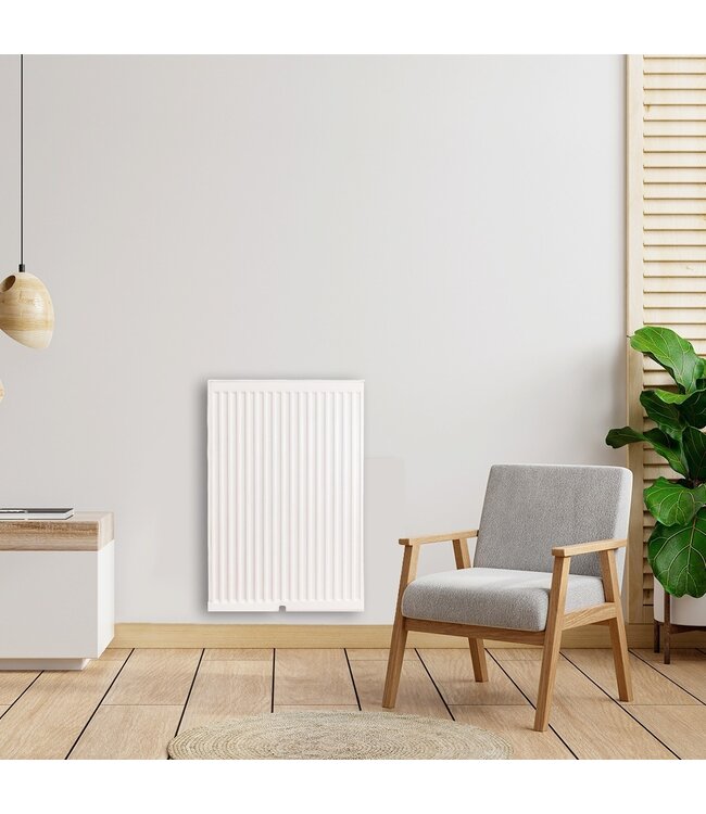  90x60 cm Type 22 - 2024 Watt - ECA Hybride 8+ Geribbelde Paneelradiator met ingebouwde boosters - Wit