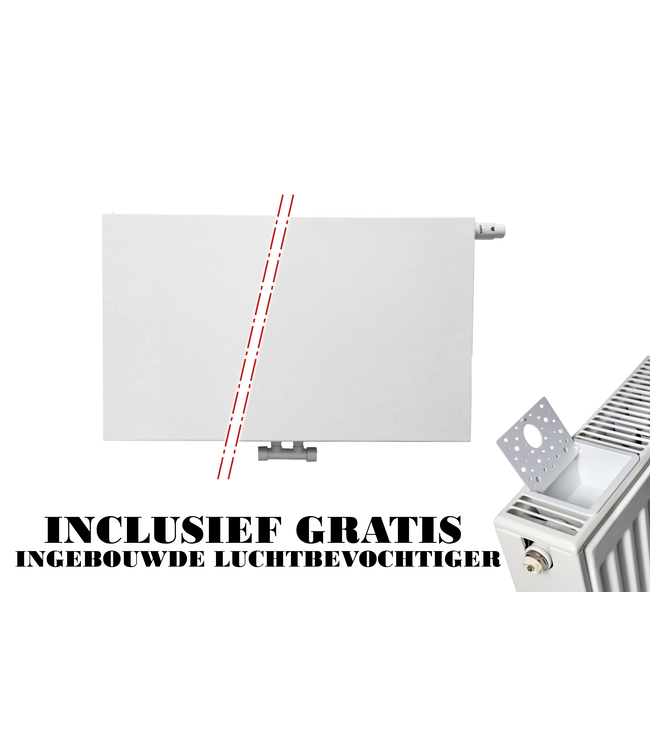  50x80 cm Type 22 - 1716 Watt - ECA Hybride 8+ Vlakke Paneelradiator met ingebouwde boosters - Wit